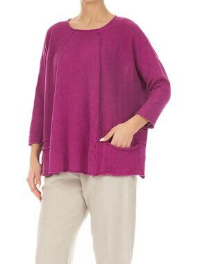 Griza's A-Line Two Pocket 100% Linen Fuschia Knit - Size S  NWOT